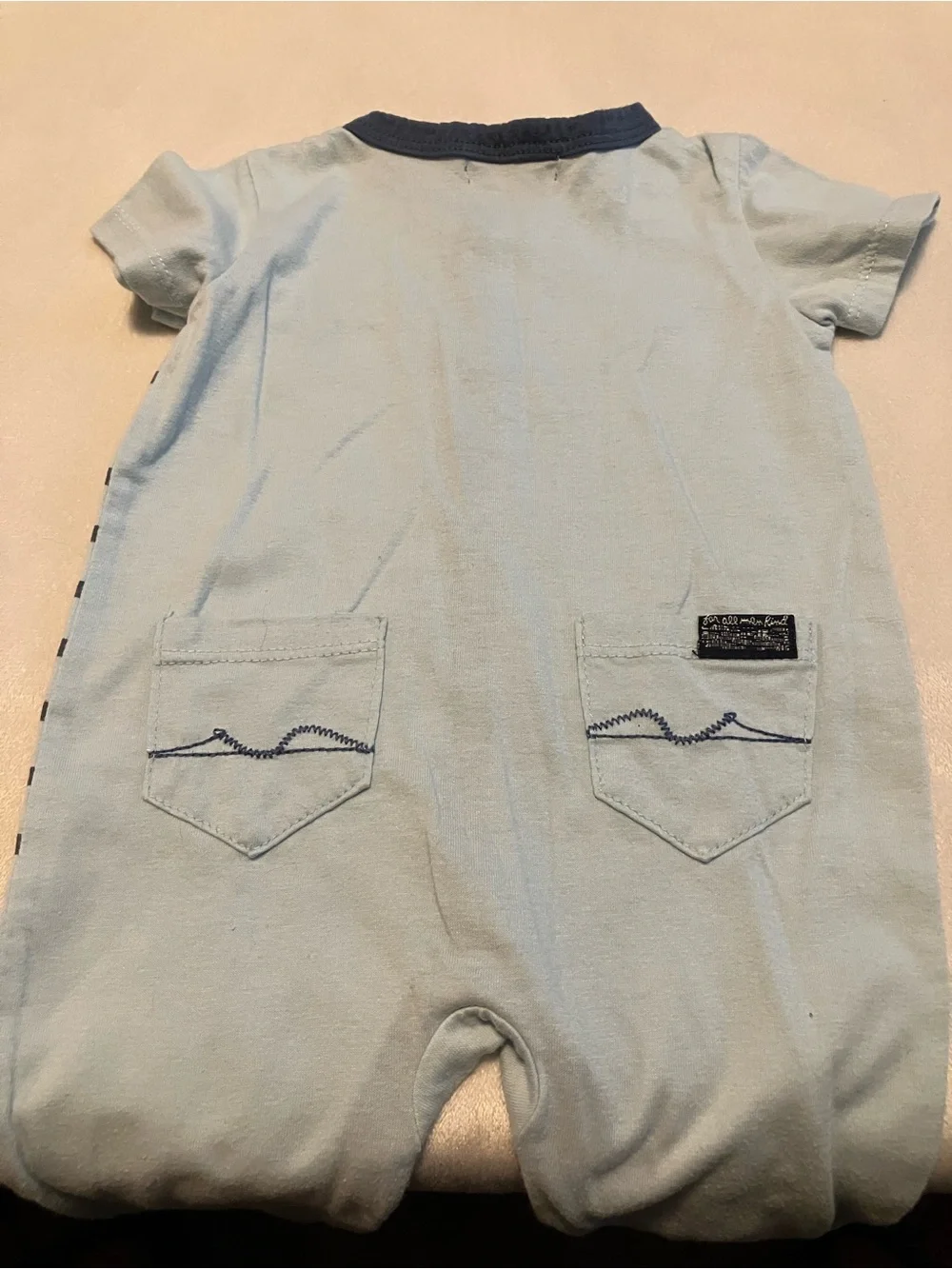 Soft Blue Striped Baby One-Piece Romper